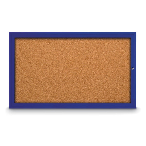 Slim Enclosed Corkboard, 24"x36", Black Alum Frame/Amethyst